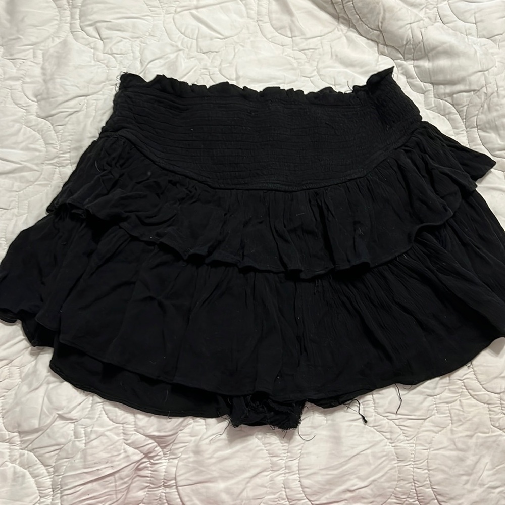 Pookie & Sebastian Black layered elastic waist skirt
